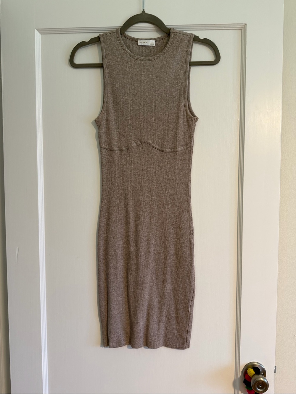 Kookai Tan Sleeveless Knit Dress with Bralette Detail - size 0 (XS)
